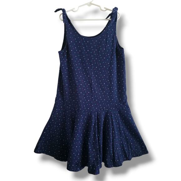 Tea Collection 14 Girls Navy Triangle Drop Waist Tie Shoulder Dress - Picture 1 of 4